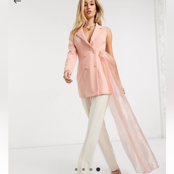 Asos asymmetrical blazer with organza train size 14 Valentine’s Day date look - Picture 1 of 5